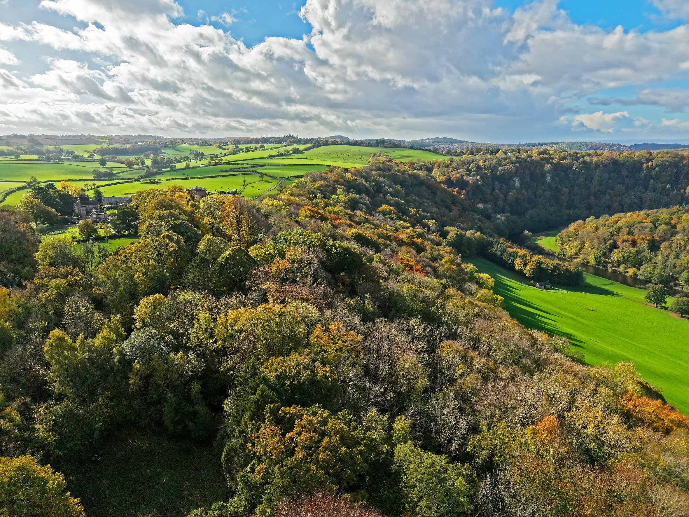 Aerial view Montgomery Manor luxury holiday house in Wye Valley